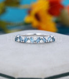 0.5ct Baguette Cut Simulated Aquamarine Half Eternity Band 14k White Gold Plated