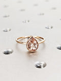 1ct Pear Cut Simulated Morganite Bezel Set Solitaire Ring 14k Yellow Gold Plated