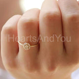 0.15ct Round Cut Moissanite Cluster Minimalist Women Ring 14k Yellow Gold Plated