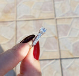 2.75Ct Round Cut Diamond Accent Solitaire Engagement Ring 14K White Gold Finish