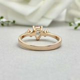 1ct Engagement Ring Pear Cut Peach Morganite Three Stone 14k Yellow Gold Finish