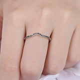 1ct Round Cut Black Diamond Curved Half Eternity Wedding Band 14k WhiteGold Over