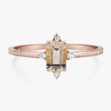 1ct Emerald Cut Simulated Peach Morganite Solitaire Ring 14k Yellow Gold Plated