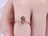 1.6ct Oval Cut Peach Morganite Engagement Ring Diamond Accents 18k RoseGold Over