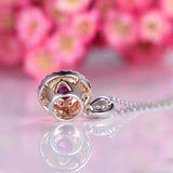 1.36ct Round Cut Pink Ruby Diamond Halo Pendant with Chain 14k Dual Gold Finish