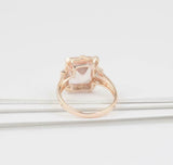 2.3ct Engagement Ring Emerald Cut Peach Morganite Art Deco 14k Rose Gold Finish