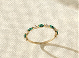 0.5ct Marquise Cut Simulated Emerald Minimalist Wed Band 14k Yellow Gold Plated