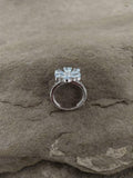 3ct Engagement Ring Pear Cut Blue Aquamarine Floral Solitaire 14k WhiteGold Over