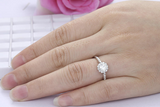 1ct Round Cut Diamond Engagement Ring 14k White Gold Finish Halo Stackable Women