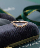 Stackable Curved Crown Wedding Band 1.4ct Round Black Diamond 14k Rose Gold Over