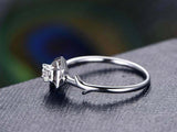 0.4ct Round Cut Diamond Engagement Ring Flower Solitaire 14k White Gold Finish