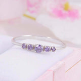 1.2ct Round Cut Purple Amethyst Engagement Ring Five Stone 14k White Gold Finish