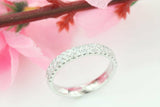Double Row Eternity Wedding Ring Band 1ct Round Cut Diamond 14k WhiteGold Finish