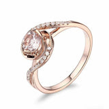 1.6ct Round Cut Peach Morganite Swirl Twist Solitaire Ring 14k Rose Gold Finish