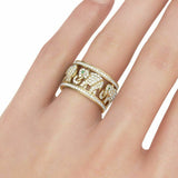 6Ct Round Cut VVS1 Diamond Walking Elephants Wedding Band 14K Yellow Gold Finish