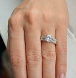 Split Shank Solitaire Engagement Ring 2ct Round Cut Diamond 14k WhiteGold Finish