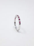 0.1ct Round Cut Simulated Pink Ruby Minimalist Wedding Band 14k WhiteGold Plated