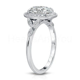 2.2ct Oval Simulated Diamond Halo Milgrain Engagement Ring 14k White Gold Plated