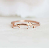0.2ct Round Diamond Engagement Ring 14k Rose Gold Finish Floral Branch Leaf Vine