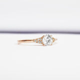 Minimalist Petite Engagement Ring 0.55ct Round Cut Diamond 14k Rose Gold Finish
