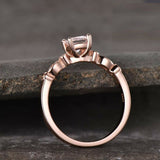 1ct Cushion Cut Peach Morganite Diamond Accent Solitaire Ring 14k Rose Gold Over