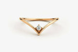 0.5ct Round Cut Diamond V Shaped Curved Stackable Wedding Band 14k RoseGold Over