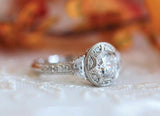 0.5ct Round Cut Diamond Filigree Solitaire Engagement Ring 18k WhiteGold Finish