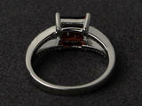 2.2ct Engagement Ring Asscher Cut Red Garnet Split Shank 14k White Gold Finish