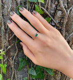 0.5ct Baguette Cut Green Emerald Minimalist Solitaire Ring 14k YellowGold Over