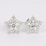 Open Star Design Stud Earrings 1.7ct Round Cut VVS1D Diamond 14k White Gold Over