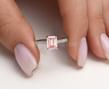 2ct Emerald Cut Simulated Morganite Accents Engagement Ring 14k WhiteGold Plated