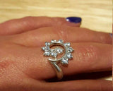 1.5ct Engagement Ring Round Cut Blue Aquamarine Swirl Twist 14k WhiteGold Finish