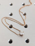 1ct Round Cut Moissanite Solitaire Pendant with Chain 14k Rose Gold Plated