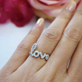 0.5ct Round Cut VVS1 D Diamond Love Word Engagement Ring 14k White Gold Finish
