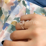 1ct Emerald Cut Simulated Peach Morganite Split Shank Ring 14k YellowGold Plated