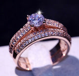 3ct Round Cut Diamond Engagement Ring 14k Rose Gold Finish Bridal Set Promise
