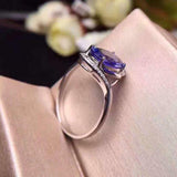 2.3ct Engagement Ring Oval Cut Blue Tanzanite Swirl Twist 14k White Gold Finish
