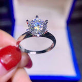 6 Prong Solitaire Engagement Ring 1ct Round Cut Diamond 14k White Gold Finish