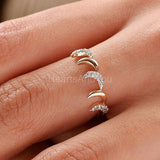 0.5ct Round Cut Moissanite Half Moon Crescent Wedding Band 14k YellowGold Plated