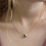 1.5ct London Blue Topaz Pendant Chain Princess Cut Kite Fish 14k Rose Gold Over