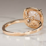 2.3Ct Cushion Cut Morganite Halo Solitaire Engagement Ring 18K Rose Gold Finish