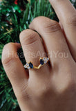 0.2ct Marquise Cut Simulated Sapphire Ring Guard Stylish 14k White Gold Plated