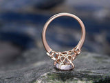 1.8ct Oval Cut Peach Morganite Stlyish Accent Engagement Ring 14K Rose Gold Over