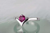 0.5ct Round Pink Sapphire Engagement Ring Solitaire Curved 14k White Gold Finish