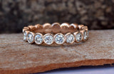 Half Eternity Wedding Ring Band 1ct Round Cut VVS1D Diamond 14k Rose Gold Finish