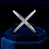 0.4ct Round Cut Moissanite Criss Cross Women Wedding Band 14k White Gold Plated