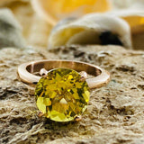 2.2ct Engagement Ring Round Cut Yellow Citrine Solitaire 14k Yellow Gold Finish
