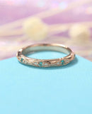 0.5ct Round Cut Emerald Milgrain Eternity Wedding Ring Band 14k Rose Gold Over