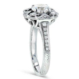 2.5Ct Round Cut Diamond Milgrain Vintage Engagement Ring 14K White Gold Finish