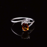 0.4ct Oval Cut Yellow Citrine Stylish Split Shank Ring 14k White Gold Finish